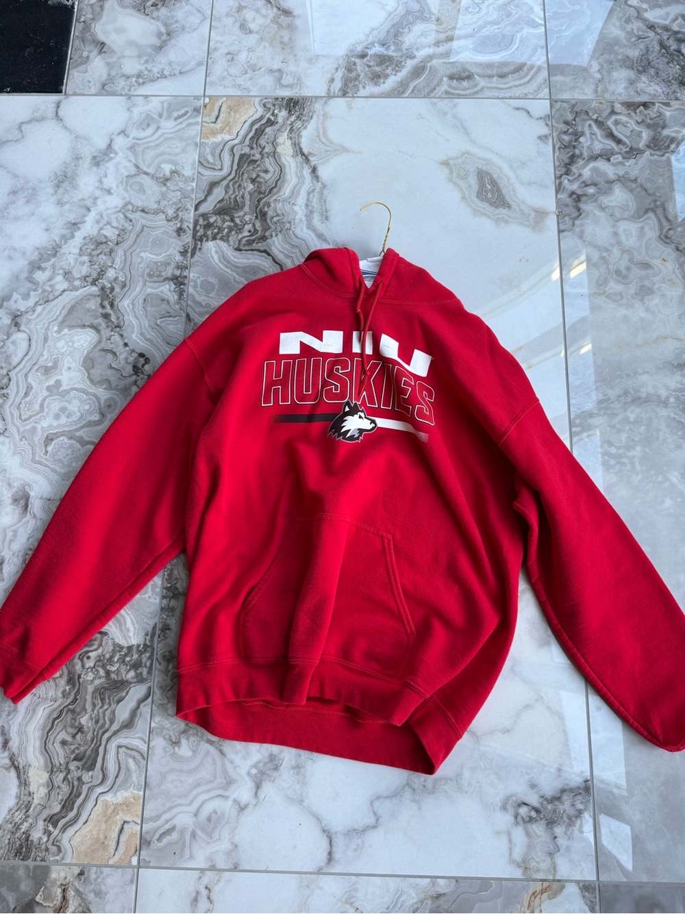Huskies Red Mens Hoodie Sweatshirt